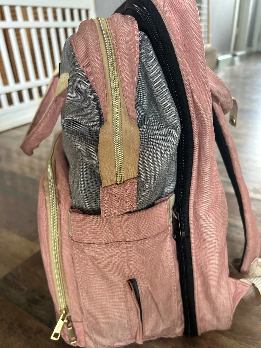 Pink & Gray Diaper Backpack